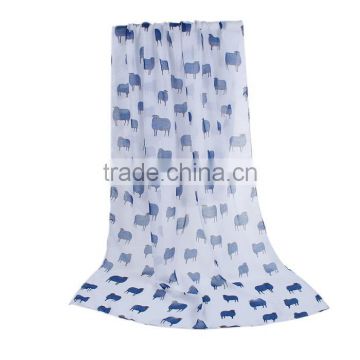 Voile Scarves & Wraps Rectangle White Deep Blue Sheep Scarf Custom