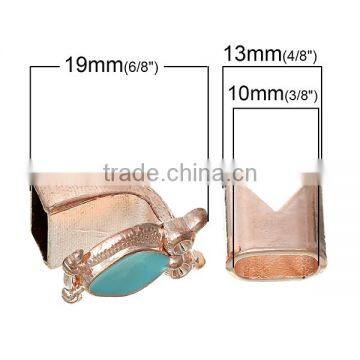 Zinc Based Alloy Hook Clasps Bracelet End Bar With Slider For Leather Bracelet Owl Halloween Rose Gold Skyblue photo-2