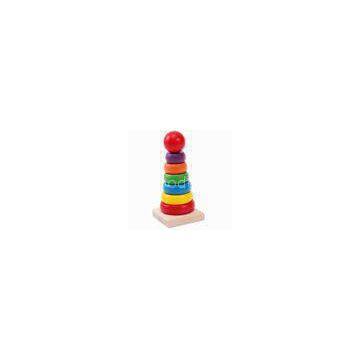 Stacking Natural Wooden Toys 65 X 65 X 150 mm  Wooden Rainbow Tower