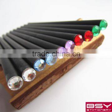 10pcs HB black wood pencils wih diamond in oppbag