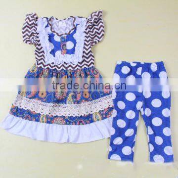 Short sleeve chevron top ruffle boutique outfits polka dot legging spring outfits