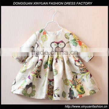 2017 Hot Sale Long Sleeve Lovely Girls Princess Dresses Kids Printed Dress Clothes