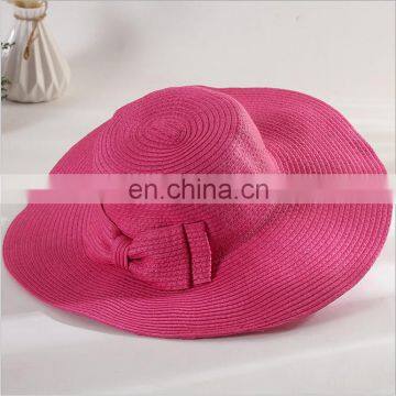 Korean Summer Bowknot Straw Hat Sandbeach Large Brimmed Hat Topee photo-4