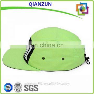 100% Lightweight Cotton 5 Panel Hat Neon Green Nylon Waterproof Hat With Elastic Band photo-3