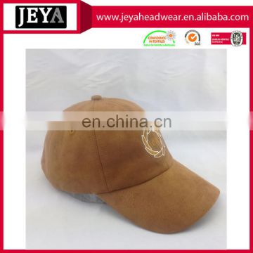 Plain embroidery 6 panel baseball cap suede baseball cap