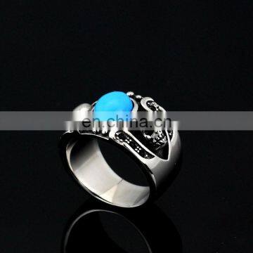 Fashion Onyx Stone Men Silver Titanium Ring photo-4