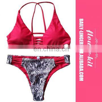 Folk Style Bikini Sexy Red Bandage Swimsuit Swimwear Bathingsuit Women