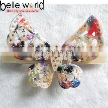 Colorful Braided Butterfly Acetate Barrette handmade in France