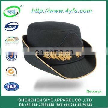 high quality wholesale embroidered 100% wool office uniform peak Cap