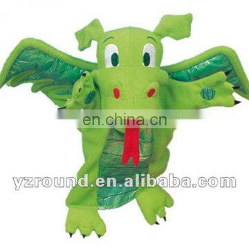 green dinosaur puppet plush toy