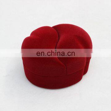 double cover red flocking velvet lover ring case pendant jewelry boxes wholesale
