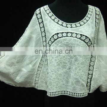 HQ-05 New arrival casual summer design crochet cotton bats sleeve lace dress for lady