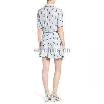 Hot Sell Women Wear Short Sleeve Printed Design Shirtdress Fashion Dresses for Women photo-4