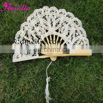 A Fan021-15cm Ivory Color Bamboo Crafts Lace Cheap Hand Fans
