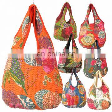 Indian handmade New Kantha Matka flower printed Tote BAGS long Sling boho gypsy purse bag embroidery purser ethnic wholesale