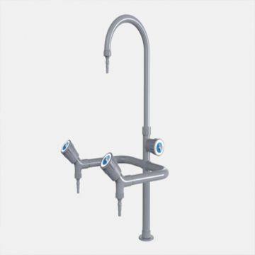 VIRTUES Laboratories Triple Outlet Faucet Water Supply Fitting Solid Brass Goose Neck Spout White Grey Color V02
