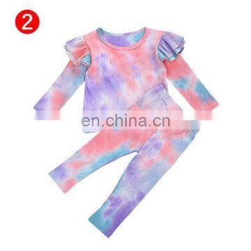 Newborn Baby Girls Boys Tie-dyeing Outfits Autumn Spring Long Sleeve Tops T Shirt + Pants Ribbed Children Clothing Set 1-5Years photo-4