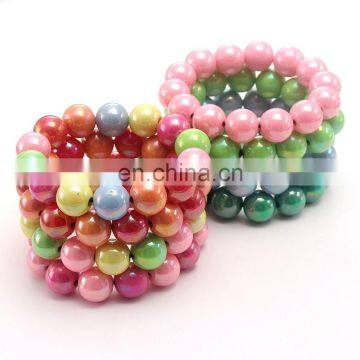 Baby Girls Candy color Bracelets Plastic Beads Bangles Elastic Beaded Bracelet For Child Kids Jewelry Accessories