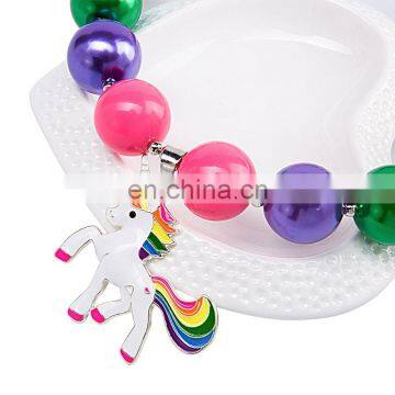 Girl Rainbow Necklace Bracelet Set Unicorn Charms Necklace 2pcs Jewelry Gift photo-4