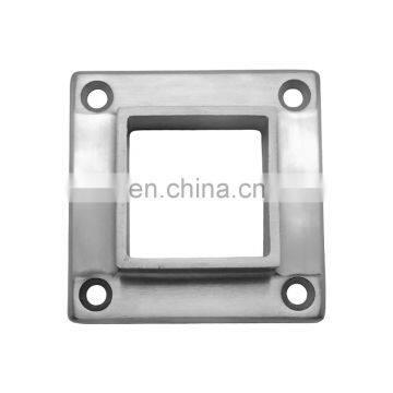 Square Stainless Steel Inox 304 Satin Polish Punching Floor Mounted Handrail Tube Flange With 4 Screws photo-2