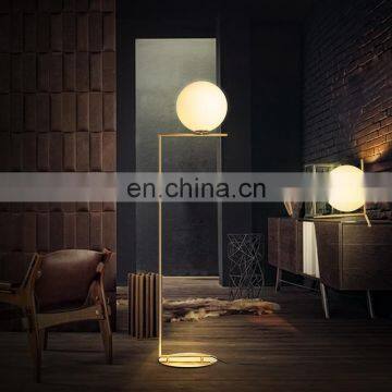 Modern White Glass Globe Shade Floor Lamp Golden Standing Lamp For Bedroom Living Room Home Lighting photo-3