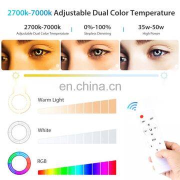 Tik Tok Ring Light 18 Inch Rgb Color LED Dimmable Light Photography Remote Control Selfie Ring Lamp With 2.1m Tripod photo-7