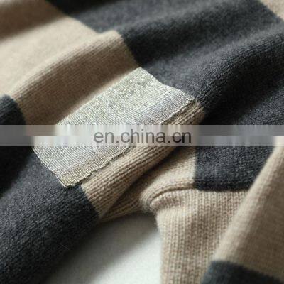 Striped Oversize Pullover Fall Winter Warm Cashmere Wool Sweaters for Women photo-5