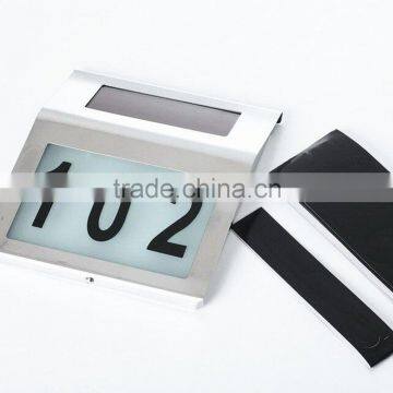 Solar Powered House Doorplate Number Light LED Number Plate Light Stainless Steel for Home Garden Villas