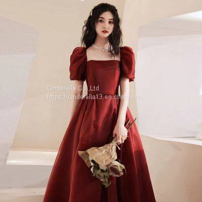 Toasting dress Bride 2021 new red wedding dress Little Pregnant Woman engagement on the run Princess evening dress