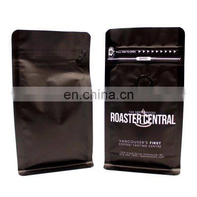 Customizable Design Matte Reusable Packaging Flat Bottom Coffee Bag Empty Coffee Bags With Valve
