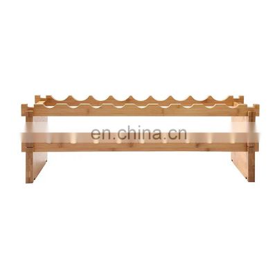 2-Tier Stackable Bamboo Wine Rack Perfect for Bar, Wine Cellar, Basement, Cabinet, Pantry, etc. factory