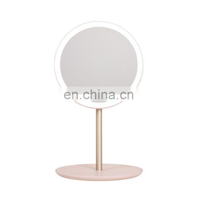 New Model LED Mirror Bathroom Pink Makeup Mirror Foldable LED Makeup Mirror with Storage