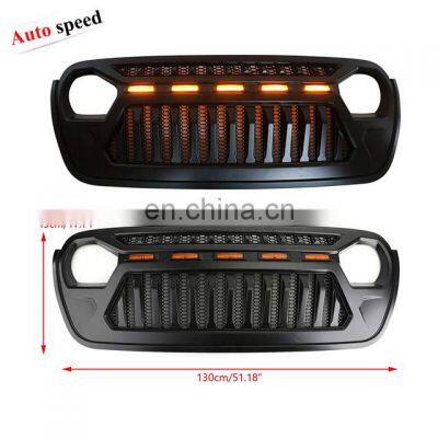 Front ABS Grill With Metal Mesh With 5 Led Lights For Jeep Wrangler JK photo-3