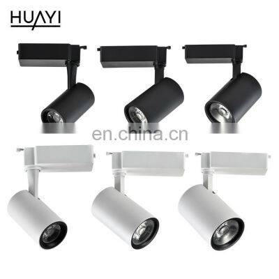 HUAYI High Brightness Black White Adjustable COB 12w 24w 35w Indoor Ceiling Commercial LED Track Lamp