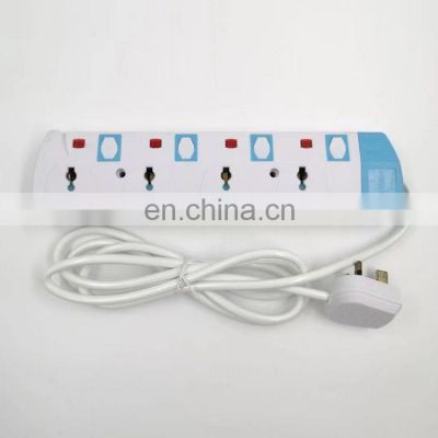 High quality 2m electrical universal standard extension socket protection 4 outlet power strip socket household sockets