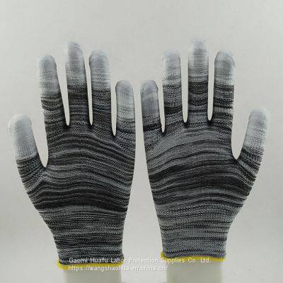 Polyester Knitted PU Fingers Coated Safety Work Gloves photo-2