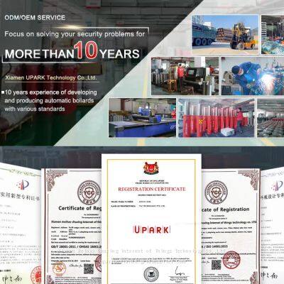 UPARK Good Quality 219mm Stainless Steel Electric Bollards Automatic LED Light Retractable Traffic Control Anti-Impact Barriers photo-4