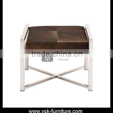 OT-080 Modern Design Stainless Steel Frame Stool With Leather Cushion