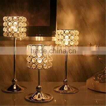 hot sale crystal tall clear candle holder glassware candlestick for wedding