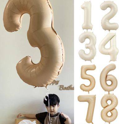 New Design 40 Inch Helium Float Cream White Caramel Color Digital Foil Balloon Birthday Wedding Party Decoration Number Balloon