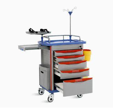 ABS Hospital Medical Emergency Medicine Nursing Treatment Trolley Equipment with Drawers