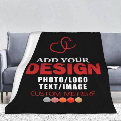 Wholesale Custom Blanket with Photos Text Personalized Flannel Blanket Customized Picture Throw Blankets For Adult Kid