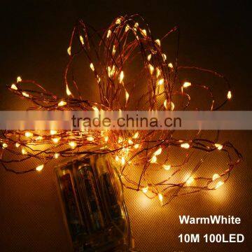 10M 33ft 100 led 3AA battery powered outdoor led copper wire string lights for christmas festival wedding party decoration