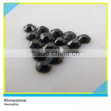 Hot Sale Hematite Glass Hotfix Stone Iron on Flatback Round Crystal Rhinestone 6mm