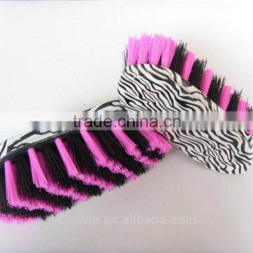 Zebra Pattern Horse Dandy Brush With White & Pink Bristle photo-2