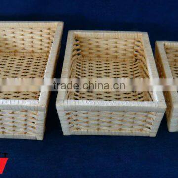 Set of 3 rectangular paper basket in creamy color,paper storage box,handicraft