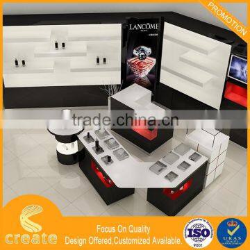 Modern wall mount glass cosmetic shop display counter design from Guangzhou China