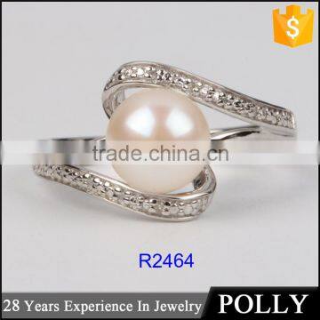 Guangzhou factory direct sale unique fresh water pearl silver jewelry ring