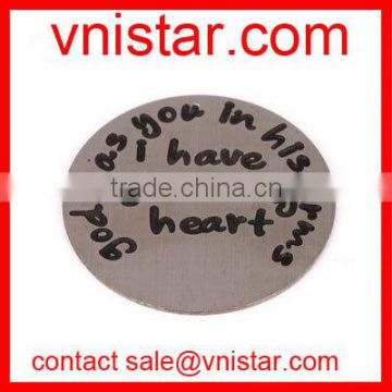 Vnistar god has you in his arm, I have you in my heart engraved 22mm stainless steel floating locket plate wholesale AC508