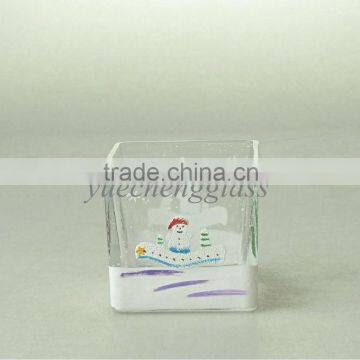 clear square glass candle jars for candle holders wholesale